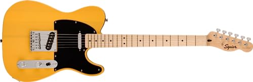 Squier by Fender Sonic Telecaster, E-Gitarre, Ahorngriffbrett, Schwarze Schlagplatte, Butterscotch Blonde