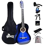 Winzz Konzertgitarre 4/4 Anfänger Set - 39 Zoll Klassische Gitarre Kit mit Nylonsaiten für Erwachsene, Kinder ab 11+ Jahre, Blau