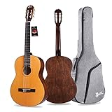 Winzz Konzertgitarre Erwachsene 4/4 Massive Decke, Hochwertige Klassisch Gitarre Anfänger und Profis, Classic Gitarre 4/4 Kinder Einsteiger Set (39'...