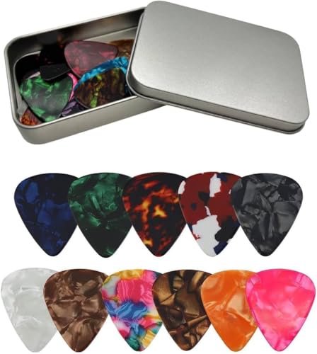 Plektren Plektrum 24Stück 0.46MM-Dünn 0.71MM-Medium 0.96MM-Heavy,Plectrum für Akustikgitarre, E-Guitar, Ukulele, Bass, Guitar Picks,Zelluloid