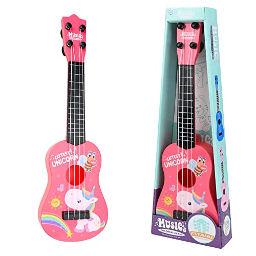 42 cm Gitarre für Kinder, Kindergitarre Gitarre Musikspielzeug Ukulele Instrument Musik-Ukulele-Gitarre Klassisches Instrument mit 4 verstellbaren...