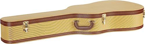 Shaman Westerngitarre Koffer Hardcase Tweed - Robuster Hartschalen-Formkoffer für Dreadnought-Westerngitarren im schicken Retro-Look