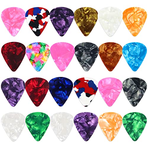 Redamancy 24 Stück Guitar Picks, Plektren Gitarre, Celluloid Guitar Picks, 3 Verschiedene Stärke Plektrum 0,46mm / 0,71mm / 0,96mm, für Bass...