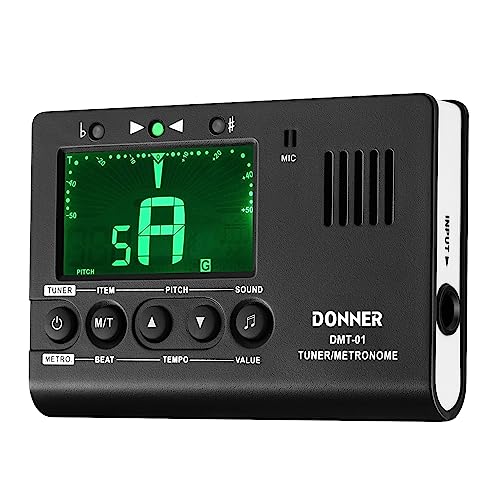 Donner 3 in 1 Metronom Stimmgerät Gitarre Tuner Tongenerator mit LCD Display Elektronisches Clip-on für Gitarre, Ukulele, Bass, Violin, Mandoline,...