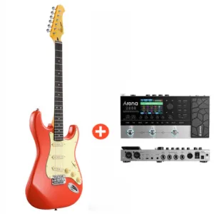 Donner DST-600 E-Gitarre - Rot / Gitarre + Arena 2000 Pedal