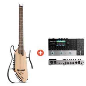 Donner HUSH-I Pro Gitarre Multi-Sound-Modus Tragbare Reisegitarre - Natürlich / Gitarre + Arena 2000 Pedal